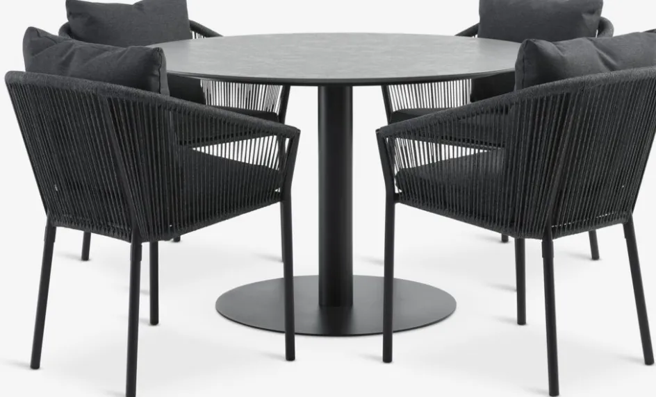 VAMDRUP + GILJAVAMDRUP Ø120 table + 4 GILJA chaises gris-JYSK Clearance