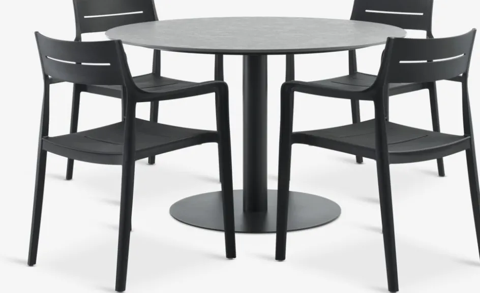 VAMDRUP + INGSTRUPVAMDRUP Ø120 table + 4 INGSTRUP chaises noir-JYSK