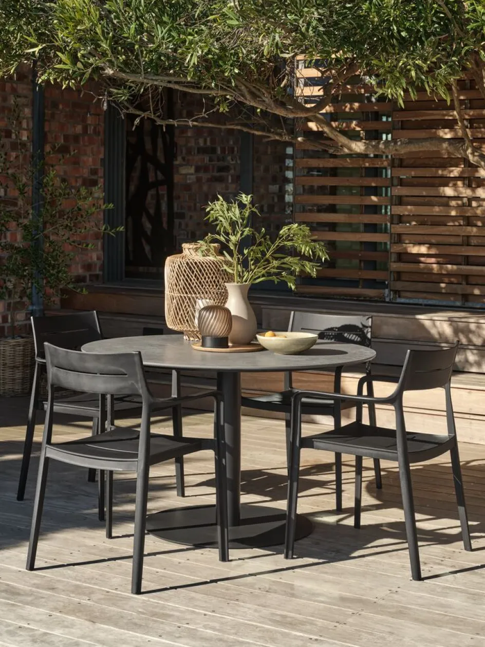 VAMDRUP + INGSTRUPVAMDRUP Ø120 table + 4 INGSTRUP chaises noir-JYSK