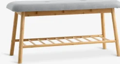 VANDSTEDBanc VANDSTED a/étagère tissu gris/bambou-JYSK Clearance