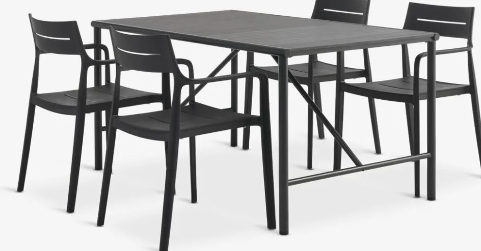 VIERLI + INGSTRUPVIERLI L149 table + 4 INGSTRUP chaises noir-JYSK Clearance