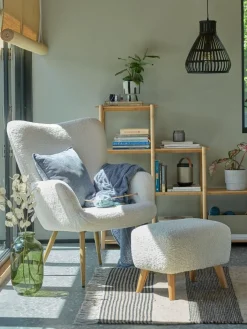 VILDSUNDPouf VILDSUND 52x41 teddy blanc cassé/coloris chêne naturel-JYSK Online