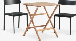 VRAADAL + HAGLEBUVRAADAL L62 table eucalyptus + 2 HAGLEBU chaises noir-JYSK Outlet